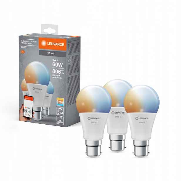 Led žárovka B22 9W 60W 806lm Cct stmívatelná Smart+ WiFi Classic Ledvance