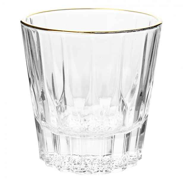 Sklenička na vodu se zlatým proužkem Gold line - Ø 9*9 cm / 200 ml Clayre & Eef