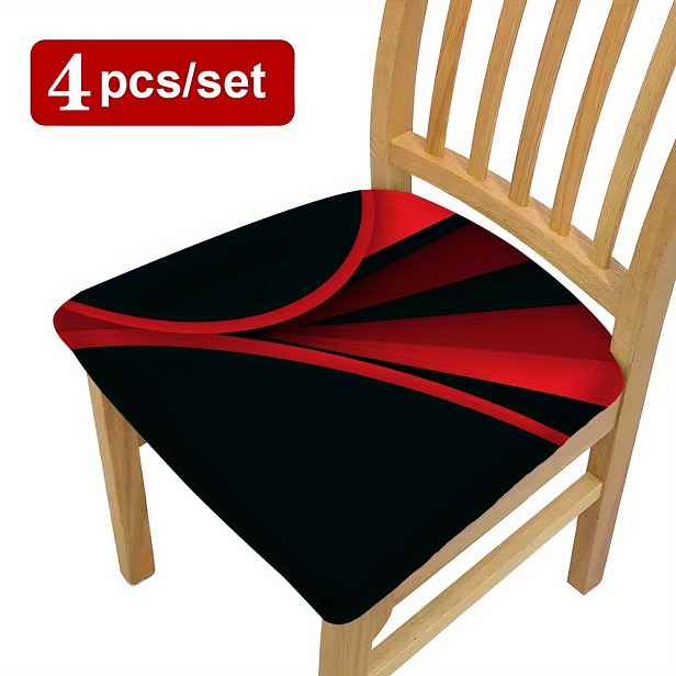 TEMU 2/4/6 ks, Černý pozadí s červenou , Prémiový potah na polštář, Odnímatelný a pratelný, Estetický a odolný chránič sedáku židle, Vhodný pro