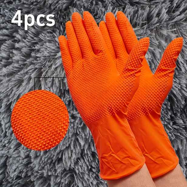 TEMU 4 ks Čisticí rukavice, zesílené rukavice s vyvýšeným diamantovým vzorem, velikosti S/M/L/XL, bez pudru a -Free, vhodné pro venkovní použití,