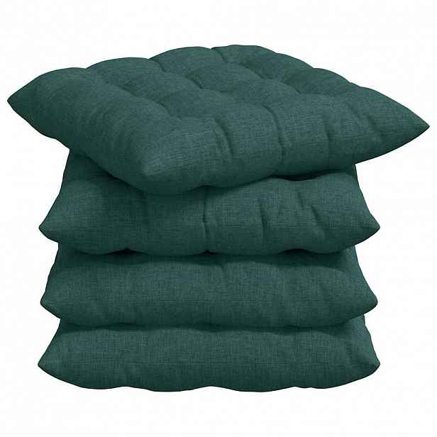 vidaXL Polštáře na sedadla 4 ks Textil Tmavě zelená 40 x 40 x 6 cm
