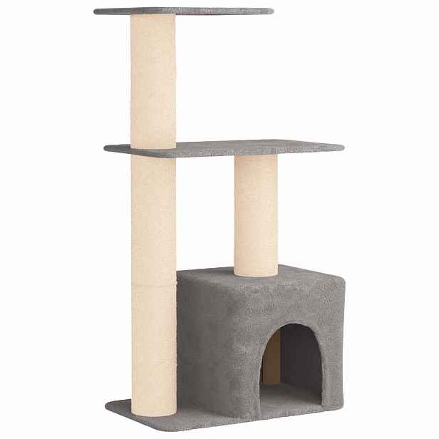 vidaXL Kočičí strom se škrabacími sloupky sisal Světle šedá 133 cm