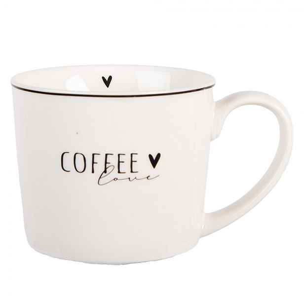 Bílý hrnek se srdíčkem a nápisem Coffee Lovely Day - 12*8*7 cm / 275 ml Clayre & Eef