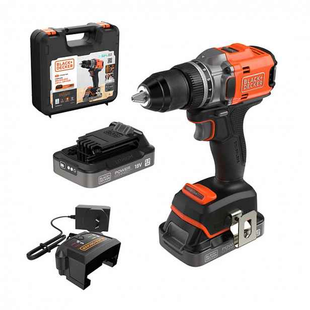 BLACK+DECKER - 18V AKU vrtací šroubovák, 2x aku 2,0 Ah Li-Ion, nabíječka BLD682D2XK-QW