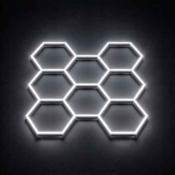 Led lampa Hexagon 8 černá 245W 229x237 cm servis myčka studio 6500K