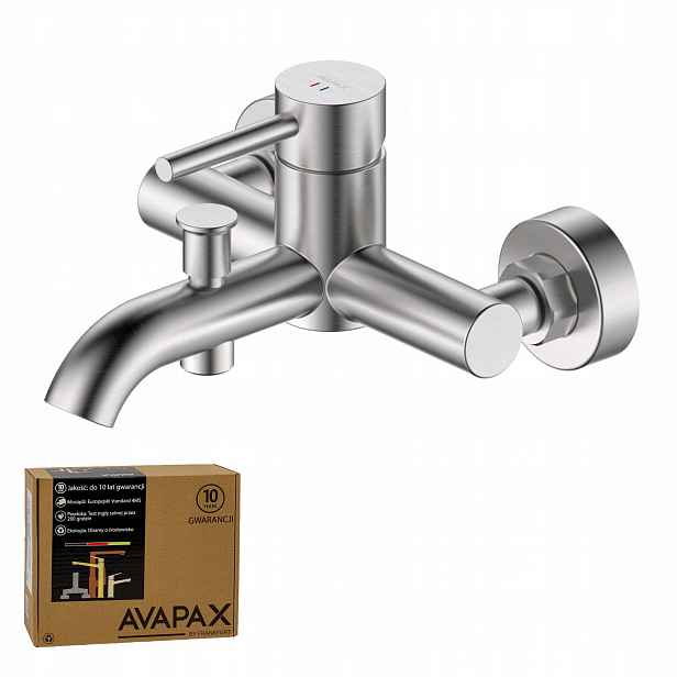 Nástěnná vanová baterie ocel kartáčovaná Inox baterie Avapax