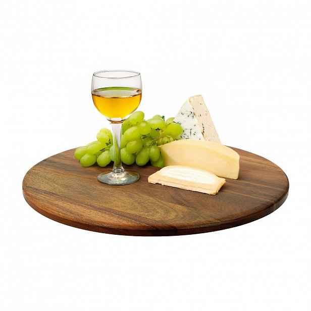 Relaxdays PODNOS přírodní černá akáciové dřevo otočný 360° D 40,6 cm