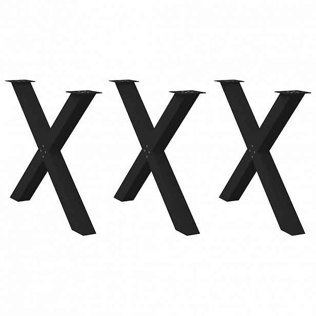 vidaXL Nohy k jídelnímu stolu ve tvaru X, 3 ks, černé, 90 x (72-73) cm, ocel