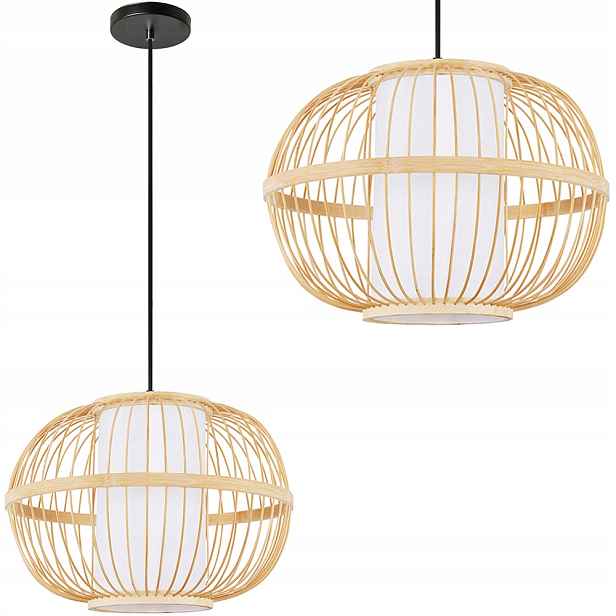 Závěsné Stropní Svítidlo Boho Bambusová Naturalana Ažurová 30 cm