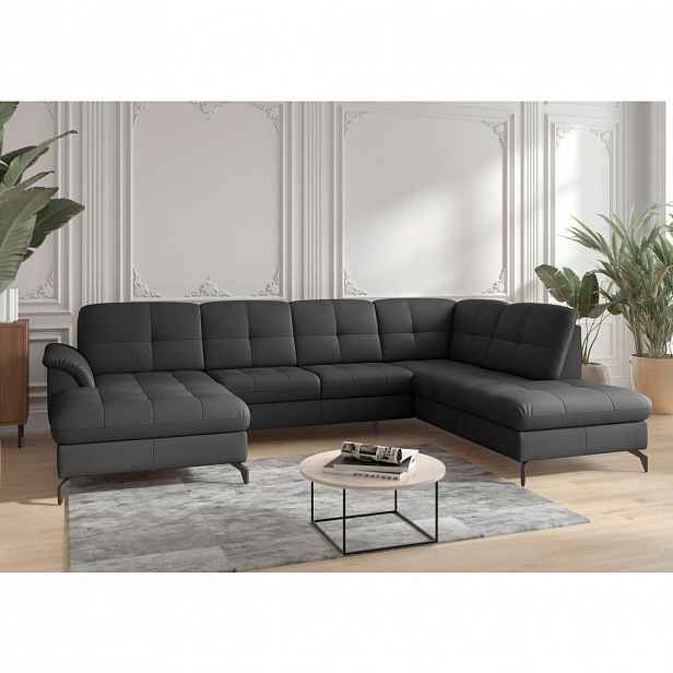 Sit & More SEDACÍ SOUPRAVA, textil, kůže, černá