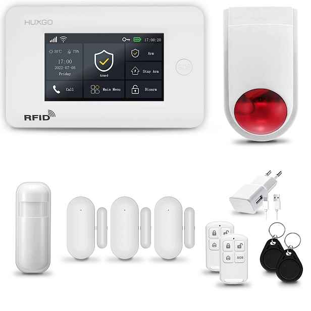 Bezdrátový alarm Gsm 4G WiFi s aplikací Tuya, sada Huxgo HXA006 D3WS