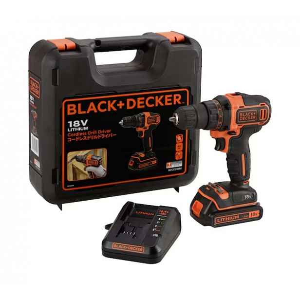 BLACK+DECKER - 18V AKU vrtací šroubovák, 1x aku 1,5 Ah Li-Ion, nabíječka BDCDD186K-QW