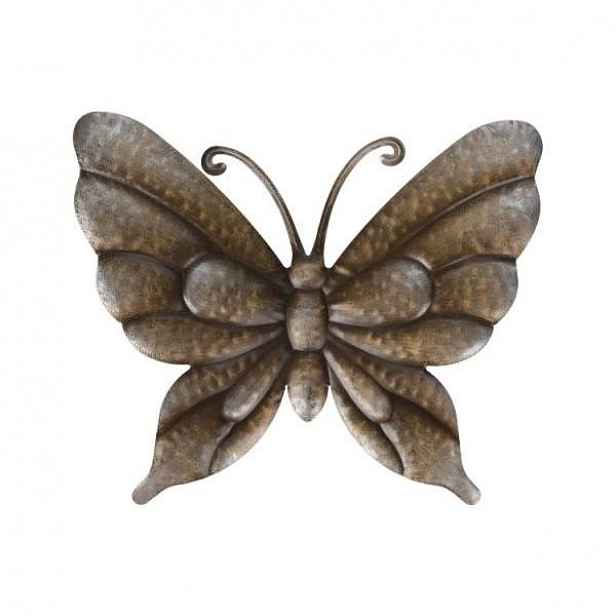 Dekorace na zeď motýl kov hnědá 39cm