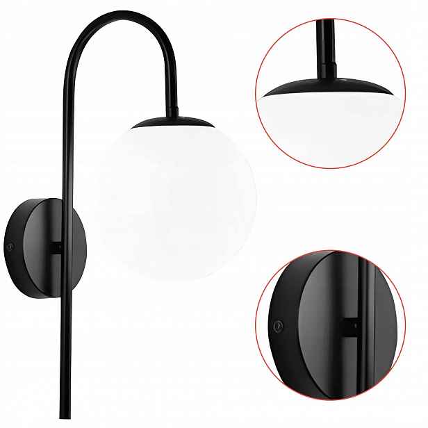 Nástěnná lampa Loft Černá Bílá Nástěnné svítidlo Černá G090 Mléčné stínidlo E27