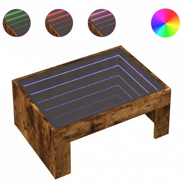 vidaXL Konferenční stolek s Infinity LED kouřový dub 70 x 50 x 30 cm