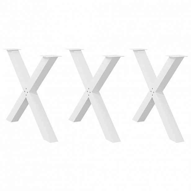 vidaXL Nohy k jídelnímu stolu ve tvaru X, 3 ks, bílé, 90 x (72-73) cm, ocel