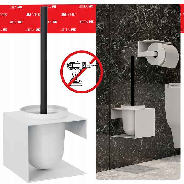 Wc Kartáč Neinvazivní Lotus Samolepicí Závěsný Loft Koupelnový Bílý