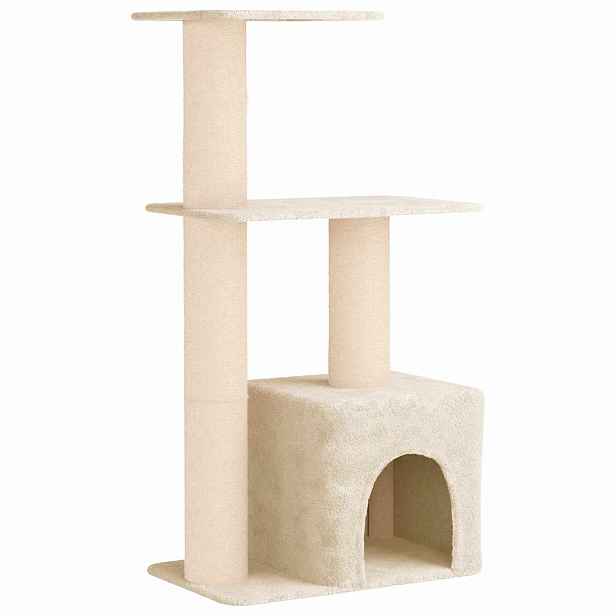 vidaXL Kočičí strom se škrabacími sloupky sisal Krémová 133 cm