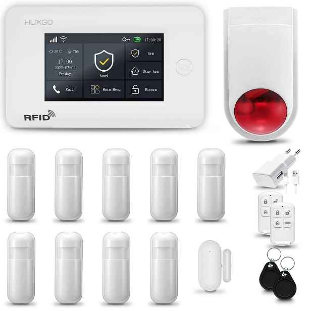Bezdrátový alarm Gsm 4G WiFi s aplikací Tuya, sada Huxgo HXA006 R9WS