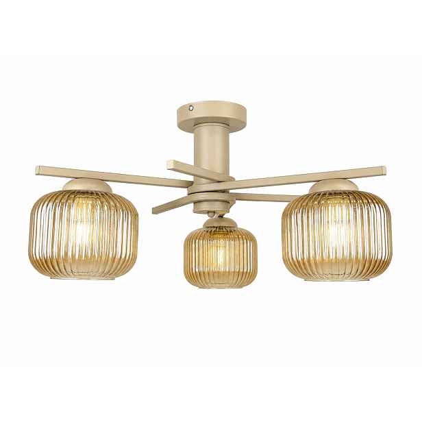 Stropní Svítidlo Lustr Hugo 3 Kašmír Zlaté Skleněné Stínidla 3xE27 Euro-Lamp