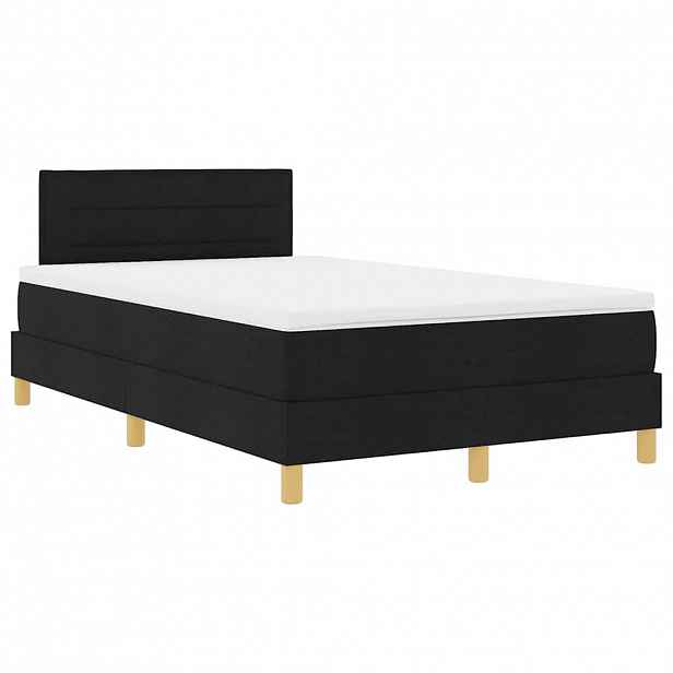 vidaXL LED box pružinová postel s LED pásky Černý 120 x 190 cm textil