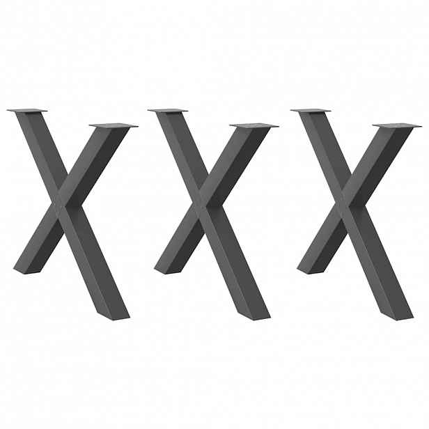 vidaXL Nohy k jídelnímu stolu ve tvaru X, 3 ks, antracitové, 90 x (72-73) cm, ocel