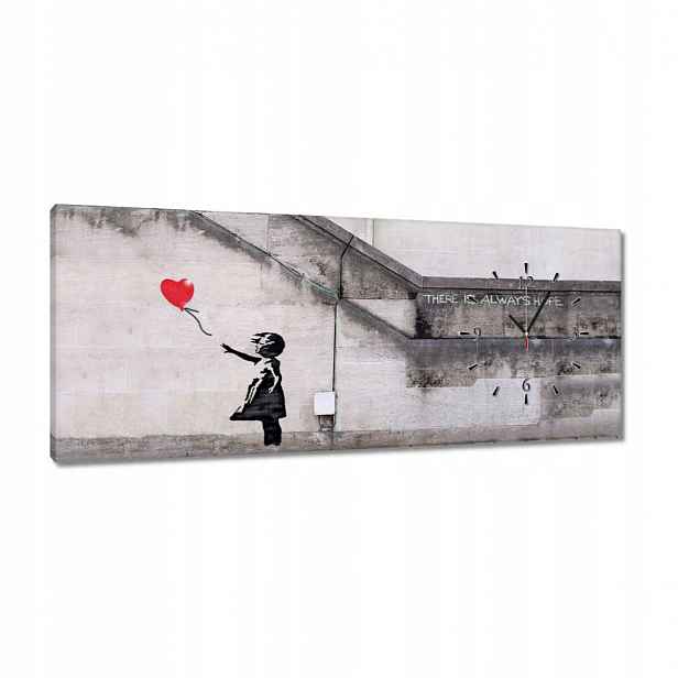 Hodiny 100x40 Banksy Dívka Balónek