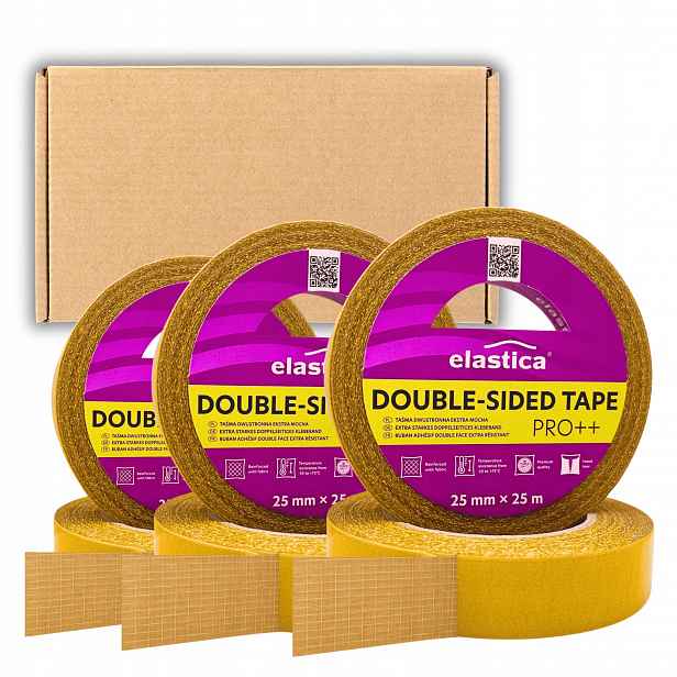 48x Silná Oboustranná Montážní Páska Pet 25x25 m Pro++ Zesílená s síťkou
