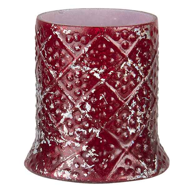 Červený skleněný svícen - Ø 7*6 cm Clayre & Eef