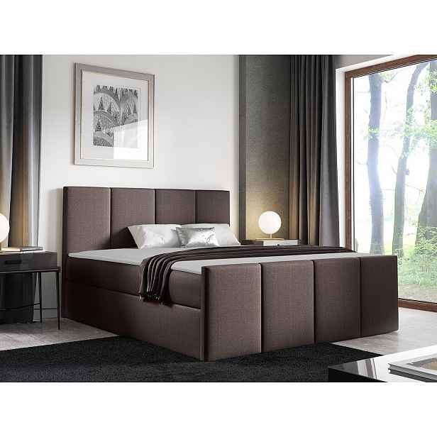 Hotelová manželská postel 180x200 MORALA - hnědá 1 + topper ZDARMA