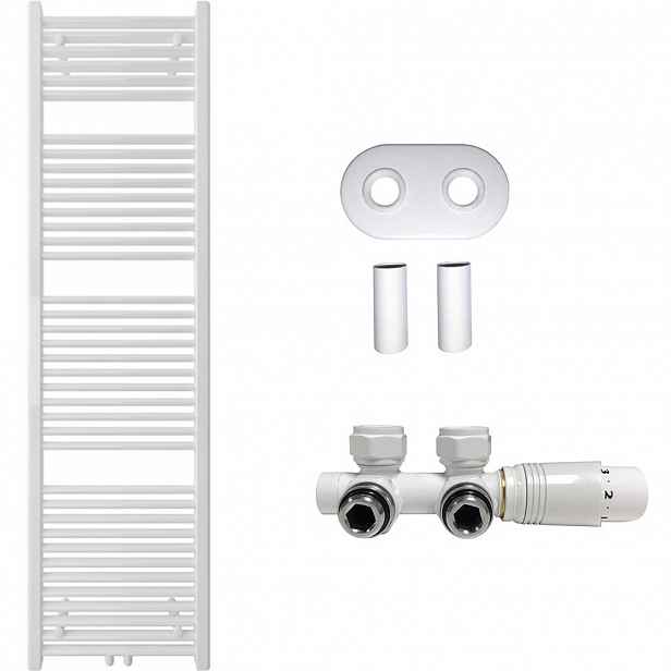 Koupelnový radiátorový set Lincoln - ústřední vytápění - středové připojení 50 mm - 559W - bílá lesklá - 1800x500 mm