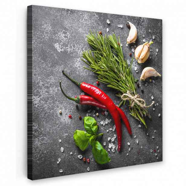 MuchoWow OBRAZ NA PLÁTNĚ Pepř - Bylinky - Koření - Beton 20x20 cm