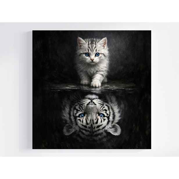 Obraz Na Plátně Canvas Kočička Tygr Dospívání Zrání Odraz 50x50