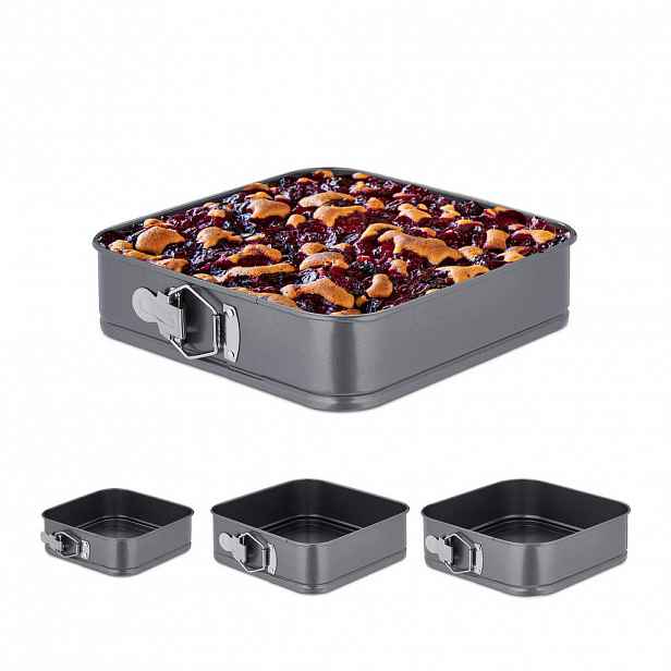 Relaxdays FORMA antracit 4-ks set čtvercová nerez nepřilnavý povrch 26x26 cm