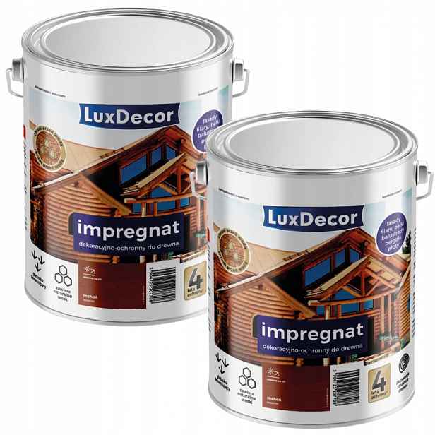Sada 2 Ks – Luxdecor Ochranný A Dekorativní Impregnát Na Dřevo 2,7 L Mahagon