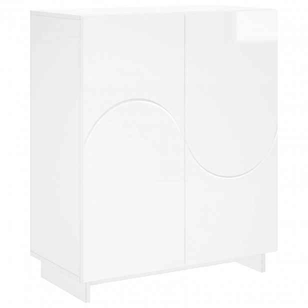 vidaXL Botník 73 x 38 x 87,5 cm Kompozitní dřevo Bílá s vysokým leskem