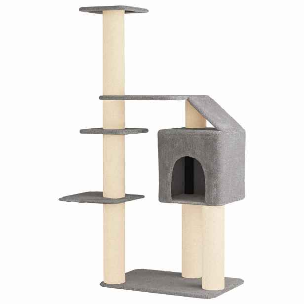 vidaXL Kočičí strom se škrabacími sloupky sisal Světle šedá 183 cm