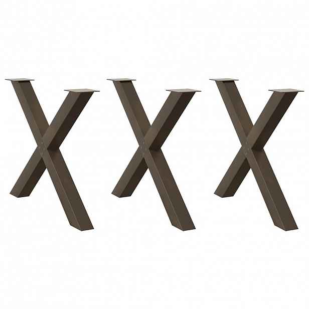 vidaXL Nohy k jídelnímu stolu ve tvaru X, 3 ks, přírodní ocel, 90 x (72-73) cm, ocel