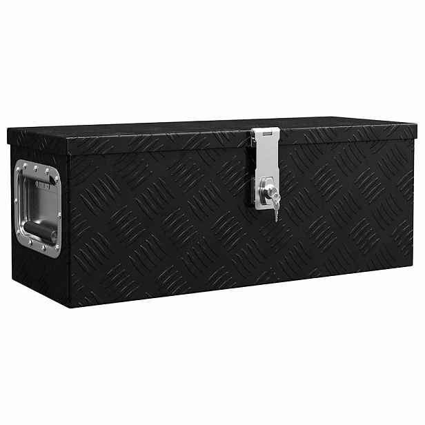 vidaXL Úložný box černý 60 x 23,5 x 23 cm hliník