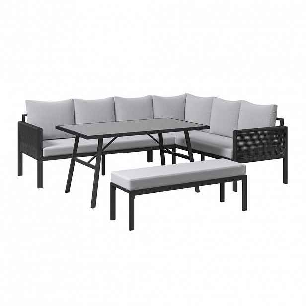 Ambia Garden JÍDELNÍ TERASOVÁ SOUPRAVA 4dílné, kov, plast, textil