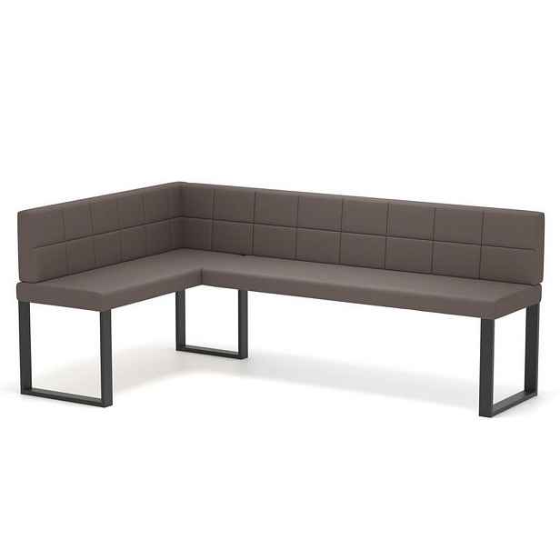Idohome ROHOVÁ LAVICE SANA U levá ekokůže prošívaná, 128/168 cm, hnědá