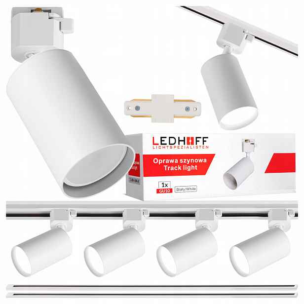 Sada kolejnicových Kolejnic 1 m 1 m spojovací prvek Reflektor GU10 tuba Led lampa x4