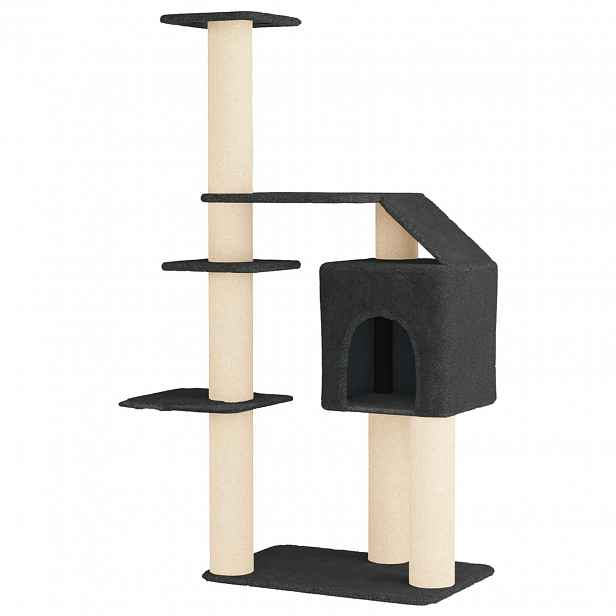 vidaXL Kočičí strom se škrabacími sloupky sisal Tmavě šedá 183 cm
