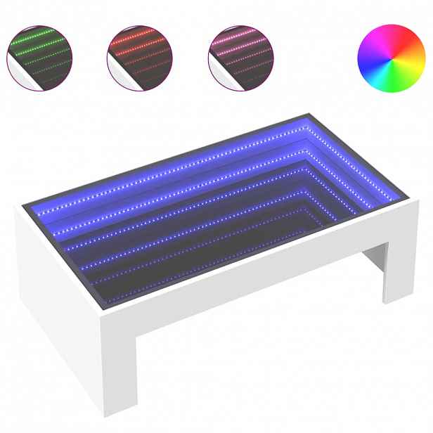 vidaXL Konferenční stolek s Infinity LED bílý 90 x 50 x 30 cm