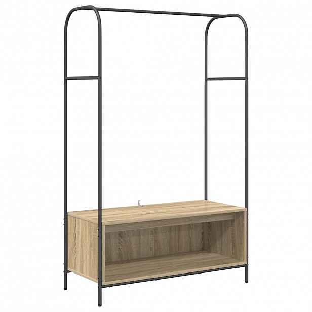 vidaXL Kovový stojan na oblečení Hnědý dub 100 x 44 x 160 cm