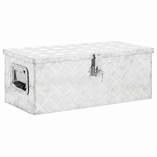 vidaXL Úložný box stříbrný 70 x 31 x 27 cm hliník
