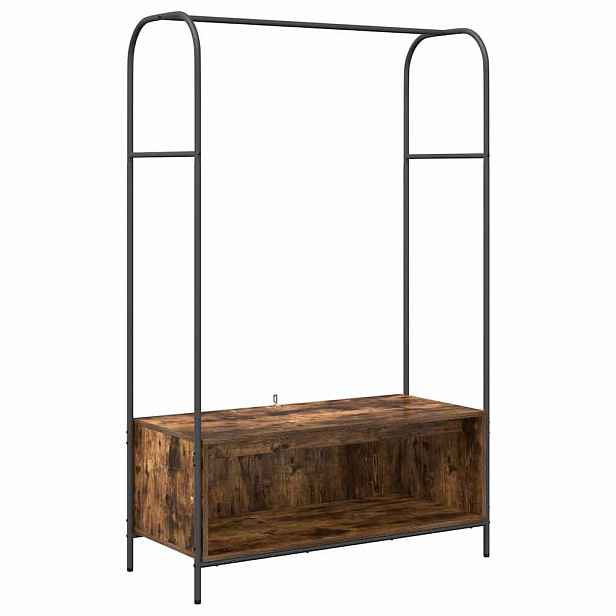 vidaXL Kovový stojan na oblečení Hnědý dub 100 x 44 x 160 cm