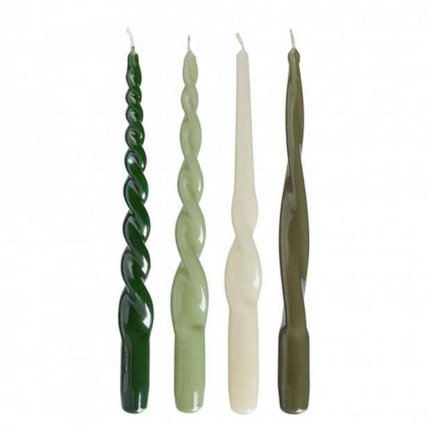 Butlers TWISTED Sada svíček 4 ks 29 cm - zelená