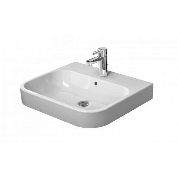 Duravit Happy D.2 - Umyvadlo 60x51 cm, s přepadem, s otvorem pro baterii, bílá 2318600000