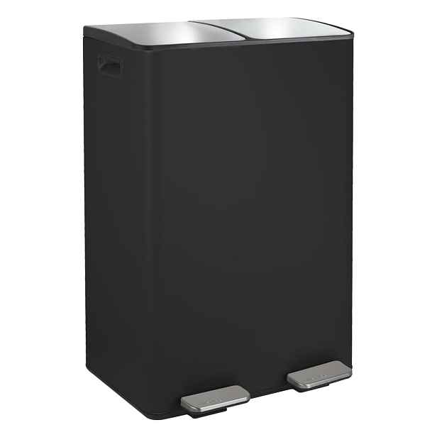 Matně černý ocelový odpadkový koš 2x30 l na tříděný odpad/nášlapný   Aliya – Spirella